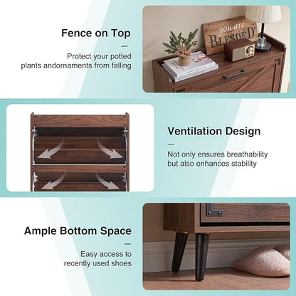 Shoe Storage Cabinet, Farmhouse Shoe Organizer - Image 4