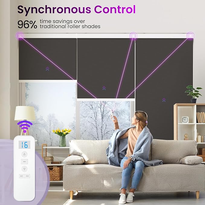 Astomi Motorized Roller Shades for Windows, Effortless Remote & Voice Control - Image 3