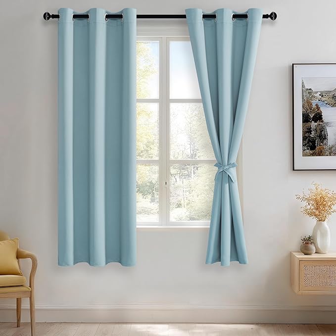 JIUZHEN Light Blue Blackout Curtains by JIUZHEN