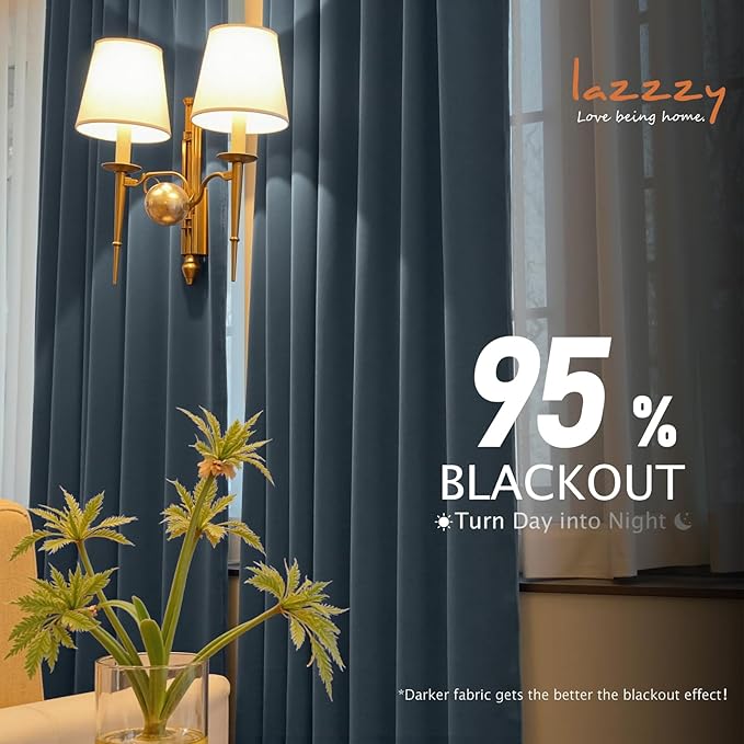 Lazzzy Velvet Blackout Curtains Thermal Insulated Room Window Drapes Super Soft - Image 7