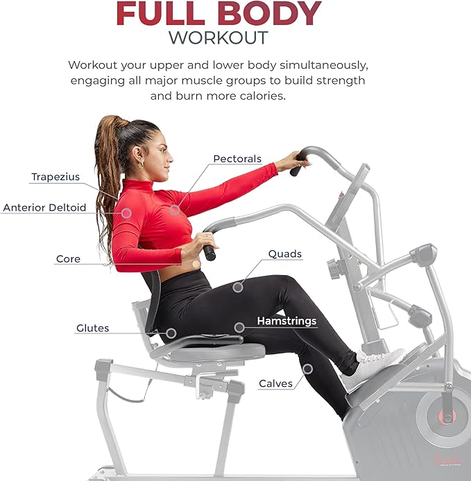 Sunny Health & Fitness Elite Recumbent Cross Trainer & Elliptical Machine - Image 3