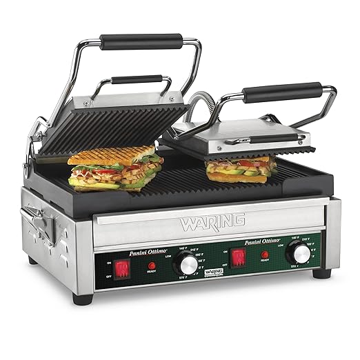Waring Commercial WPG300 Panini Otimo Dual Ribbed Panini Grill, 6-20 Phase Plug by WaringCommercialProducts