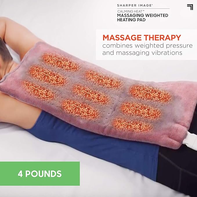 Calming Heat Massaging Vibrations Weighted Heating Pad by Sharper Image | Auto - Image 3