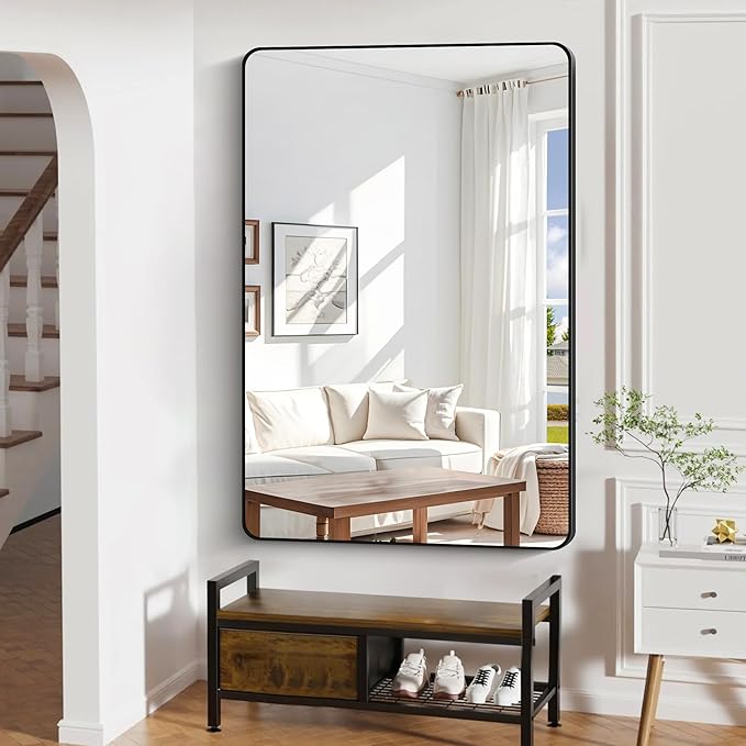 60" x 40"Bathroom Mirror, Matte Black Wall Mirror - Image 2
