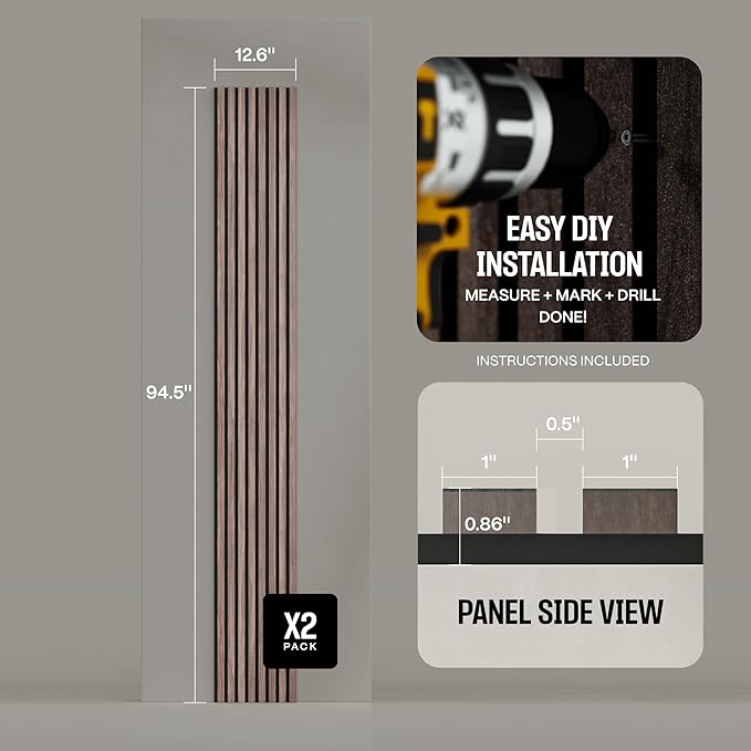 2-Pack Acoustic Wood Slat Panels - Image 3