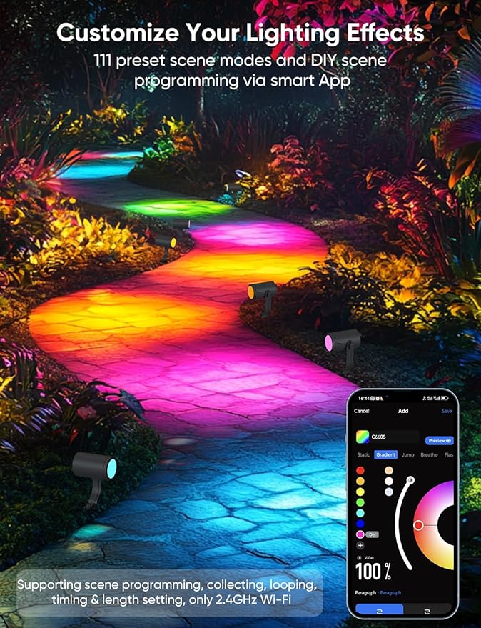 APPECK Smart Landscape Lighting Kit 36W, RGBCW Smart Landscape Lights 6 Pack - Image 5