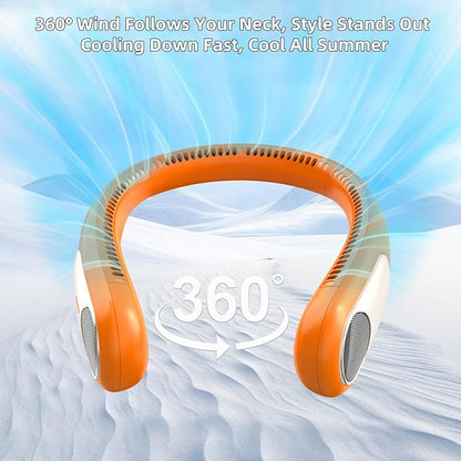 Portable Neck Fan, Personal Wearable Bladeless Fan, LED Display, 6000mAh USB - Image 2