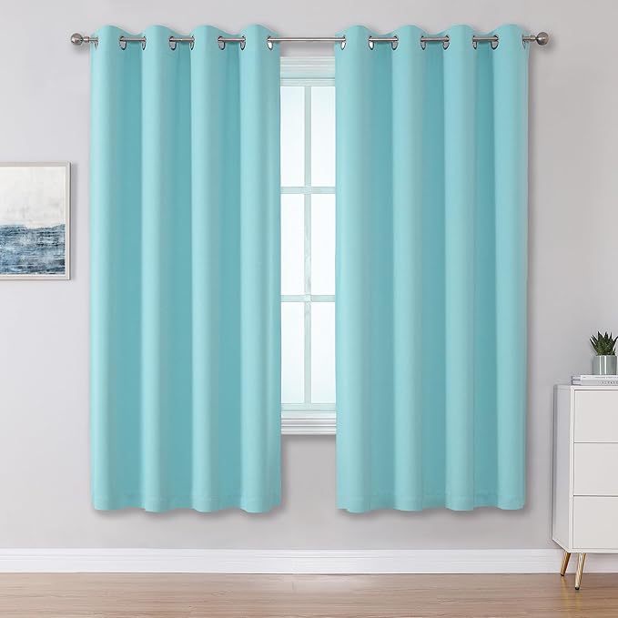 DUALIFE Aqua Curtains for Living Room Bedroom Light Blocking Window Curtains by DUALIFE