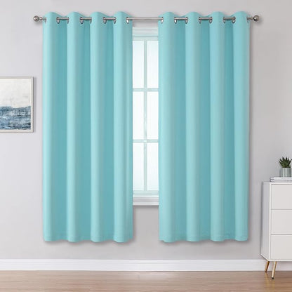 DUALIFE Aqua Curtains for Living Room Bedroom Light Blocking Window Curtains by DUALIFE