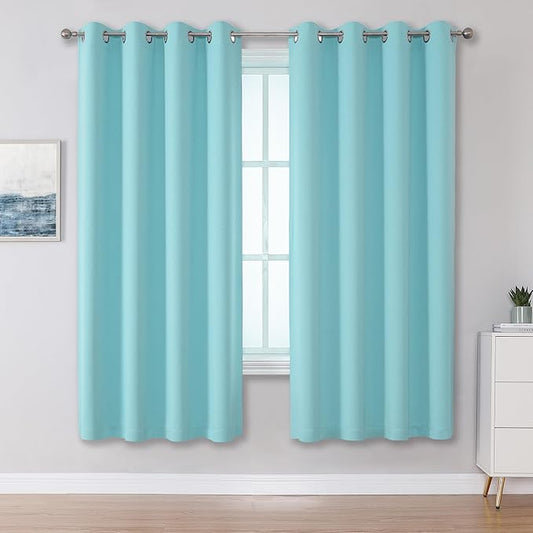 DUALIFE Aqua Curtains for Living Room Bedroom Light Blocking Window Curtains by DUALIFE