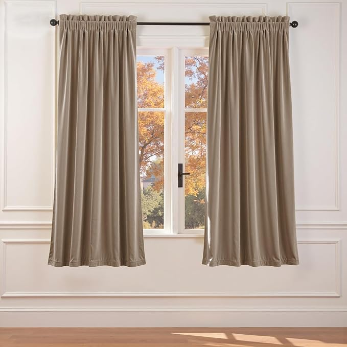 Lazzzy Velvet Blackout Curtains Thermal Insulated Room Window Drapes Super Soft by Lazzzy