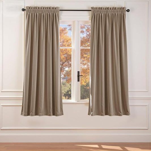 Lazzzy Velvet Blackout Curtains Thermal Insulated Room Window Drapes Super Soft by Lazzzy