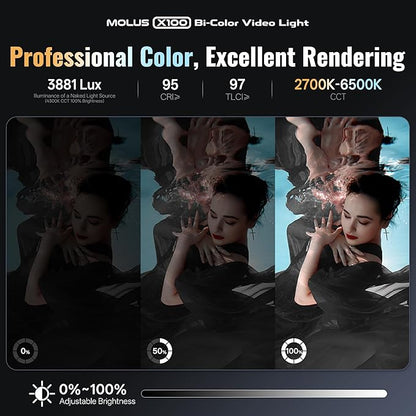 ZHIYUN MOLUS X100 Bi-Color Standard 100W Video Light V2 Upgraded Version - Image 5