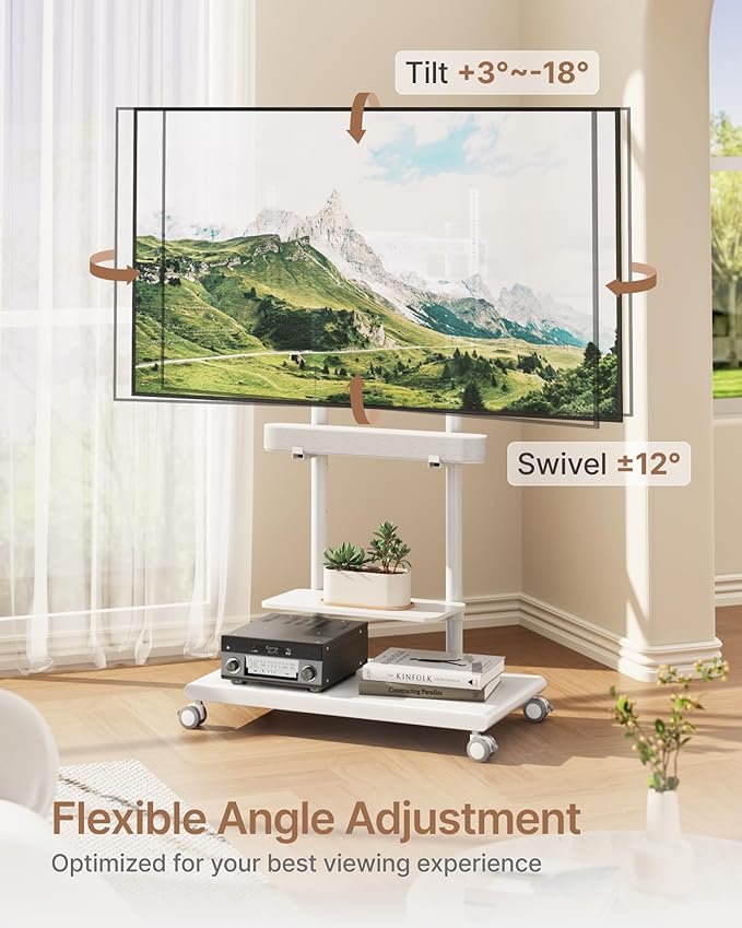 ECOTINY Steel Base Rolling TV Stand - Image 2