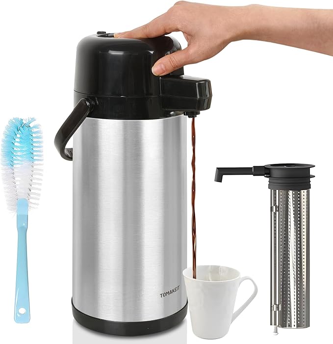 Airpot Coffee Dispenser with Pump, 102 OZ/ 3L Large Coffee Dispenser with Tea by TOMAKEIT