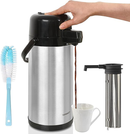 Airpot Coffee Dispenser with Pump, 102 OZ/ 3L Large Coffee Dispenser with Tea by TOMAKEIT