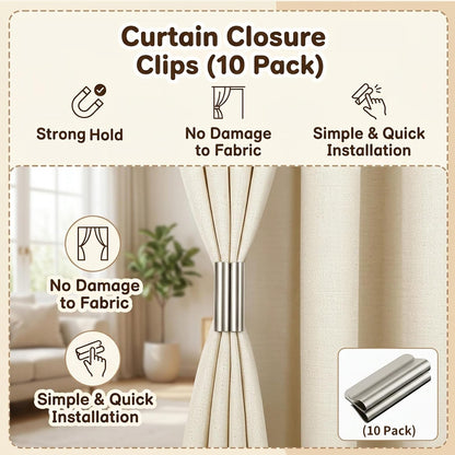 10 Pcs 5 Pairs 2026 New Magnetic Curtain Clips, Curtain Clips to Hold Curtains Closed, Curtain Magnets Closure for Home Decor, Set of 10 Magnetic Curtain Holders