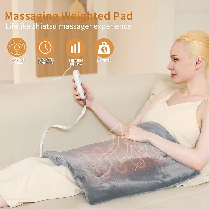 Massaging Weighted Heating Pad for Back Pain Relief, Heating Pads for Neck - Image 4