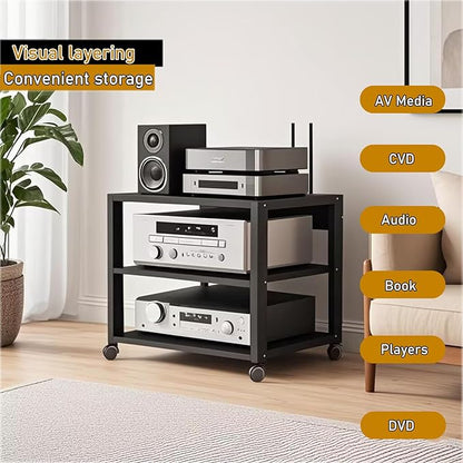 Dernoing 3 Tier Audio Rack Tower, CD Record Player Stereo Receiver AV Equipment - Image 4