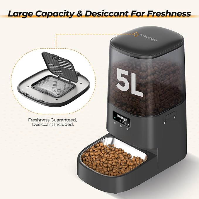 Automatic Cat Feeder with App Control, 5L Food Dispenser - Image 2
