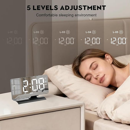 SZELAM Digital Clock, Alarm Clock Bedside, 7.3'' Large LED Mirror - Image 4