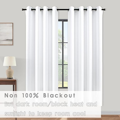 KOUFALL 60 Inch Curtains White Semi Blackout Curtains 2 Panels Set - Image 2