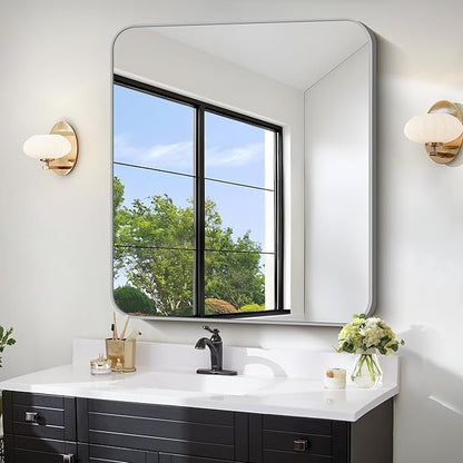 FORBATH 30x30 Inch Silver Bathroom Mirror by FORBATH
