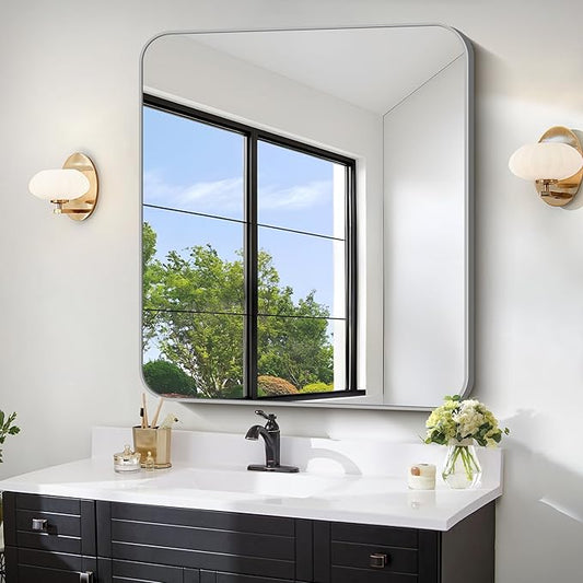 FORBATH 40x36 Inch Silver Bathroom Mirror by FORBATH