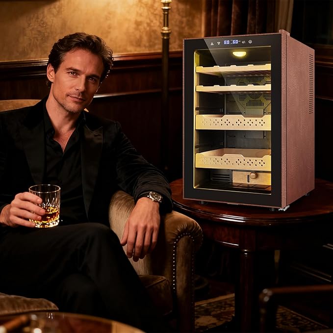 Electric Humidor with Leather-70L Cooling & Heating Humidor Cabinet, Smart - Image 8
