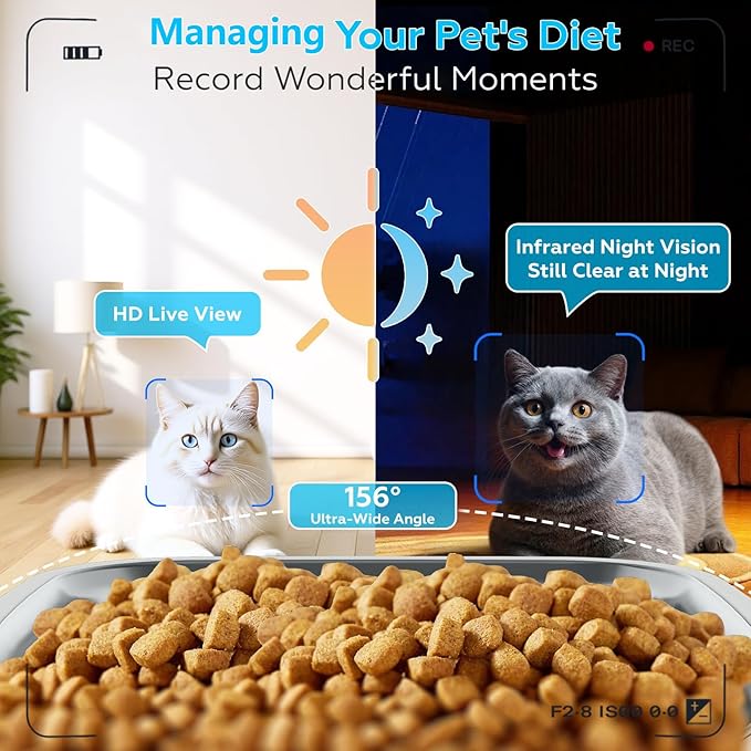 TYM Automatic Cat Feeder with Camera, 5G WiFi Auto Cat Dog Food Dispenser with - Image 2