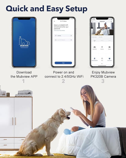 MUBVIEW Pet Camera with Phone App, Indoor Security Camera, 2.4/5GHz WiFi Cameras - Image 6