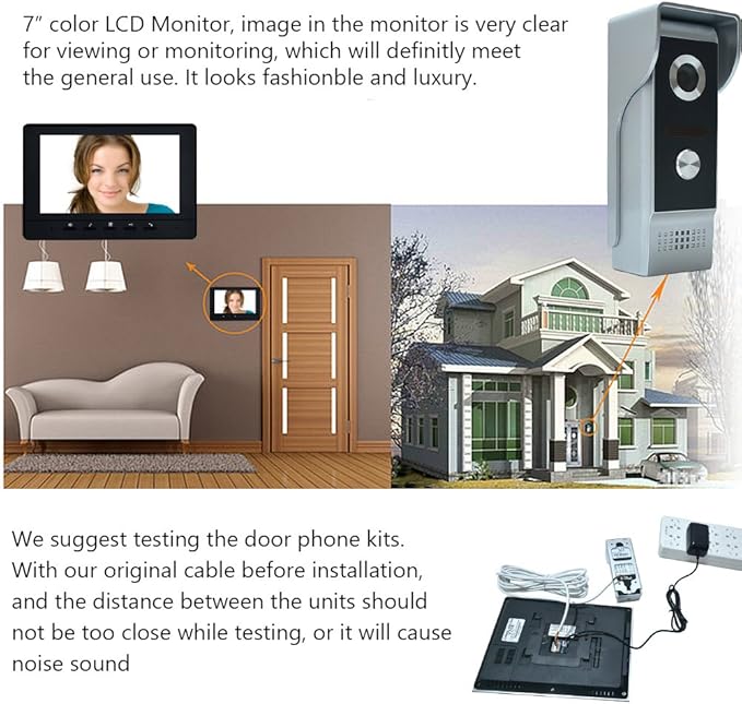 Video Intercom System, 7 Inches Video Doorbell Door Phone System, Wired Video - Image 2