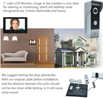 Video Intercom System, 7 Inches Video Doorbell Door Phone System, Wired Video - Image 2