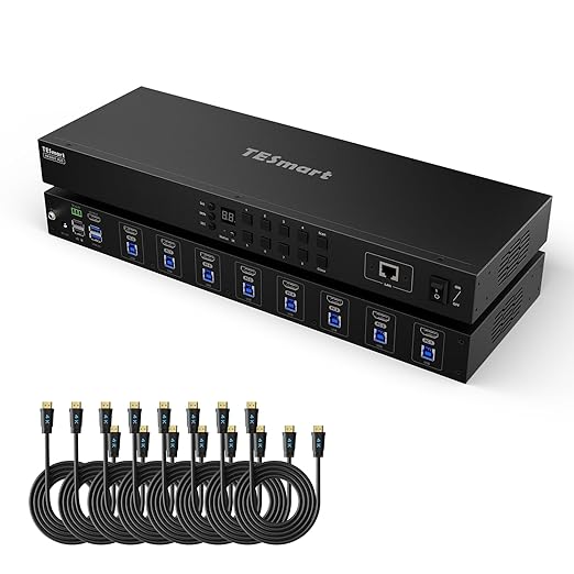 TESmart USB 3.0 HDMI KVM Switch 8 Port 4K@60Hz, 8X1 Rackmount KVM by TESmart