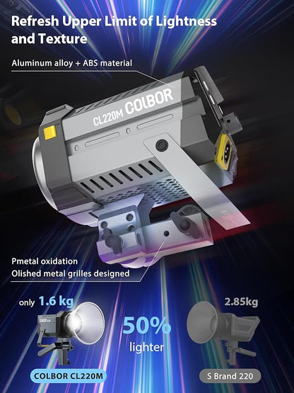 Video Light, COLBOR CL220M 220W Continuous Lighting 2700-6500K CRI96+ 58 - Image 4