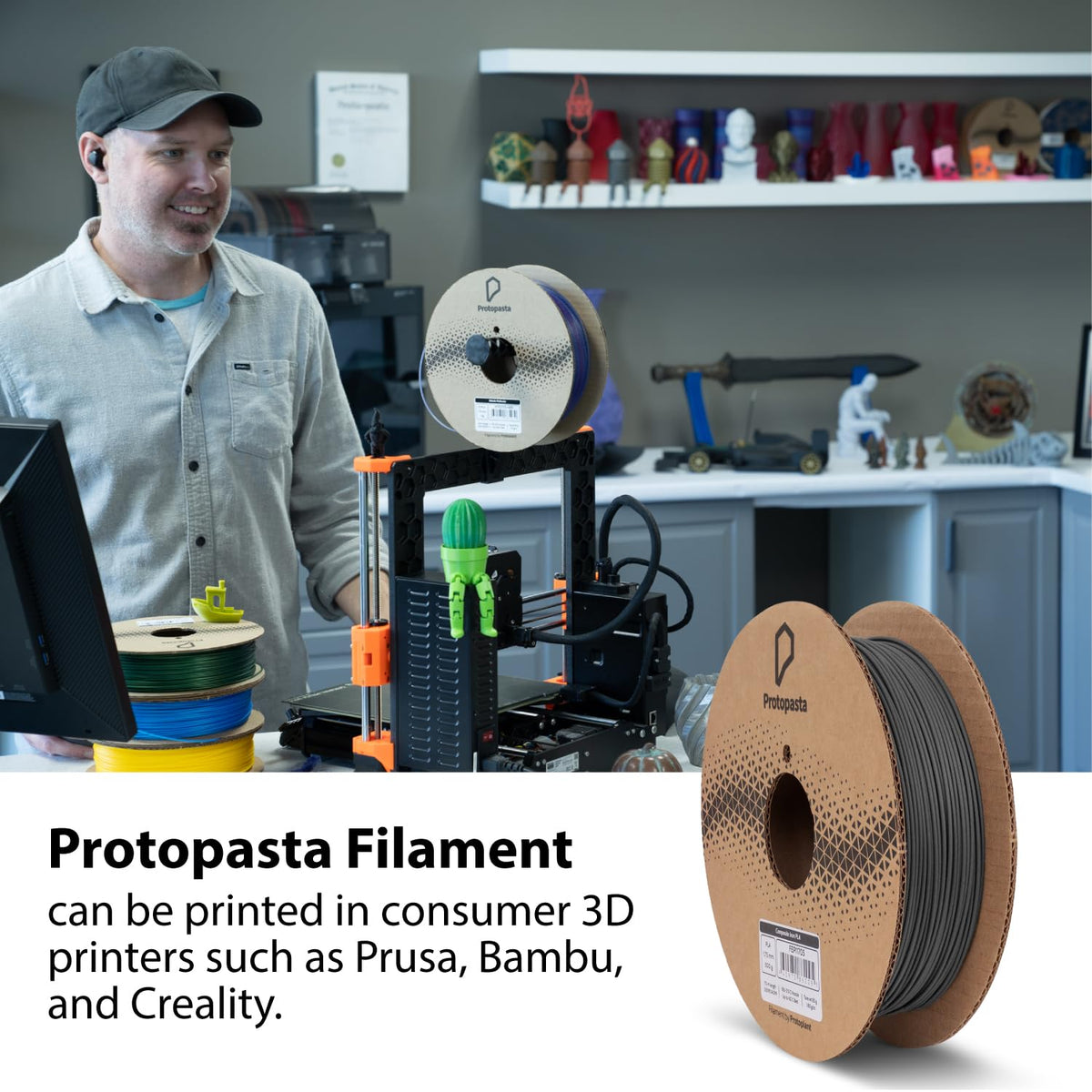 Protopasta Stainless Steel Filled PLA 3D Printer Filament | ProtoPlant Metal-...