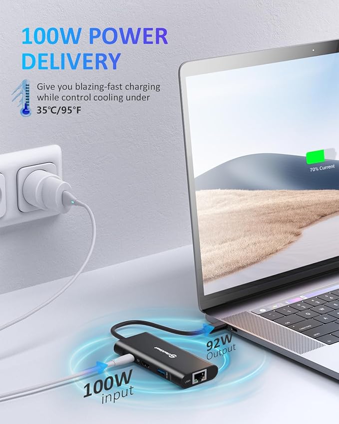 UtechSmart USB C Hub, Ethernet Multiport Adapter 6 in 1 USB C to HDMI Dock - Image 8