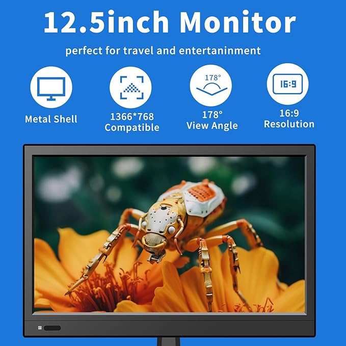 12.5 inch Security Monitor, Small Monitor - Image 2