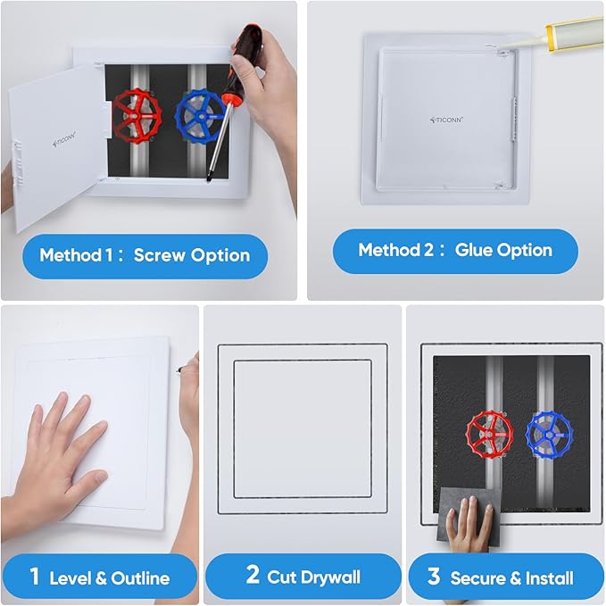 TICONN Access Panel for Drywall, 6 x 9 Inch ABS Plastic Wall Hole Cover Access - Image 6