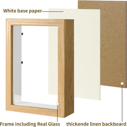 5x7 Wood Color Shadow Box Frame Display Case | With Real Glass for Memorabilia,Wedding Memories,Pins,Awards,Crafts,Tickets and Photos