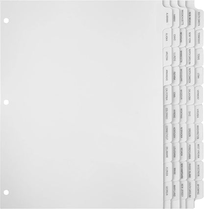Exhibitindexes® State Divider Tabs/Indexes 3 Hole Punched by exhibitindexes