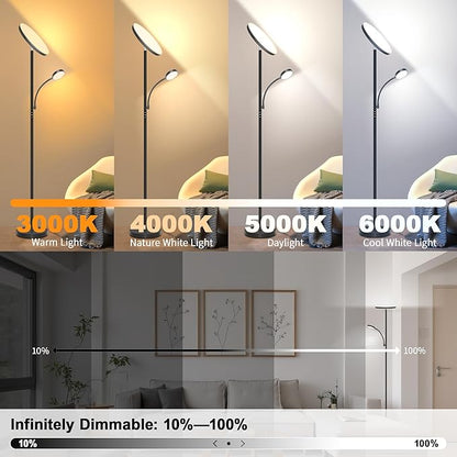 Floor Lamp-42W/4200LM Super Bright Floor Lamp, Dimmable 2-in-1 LED Floor Lamp - Image 2