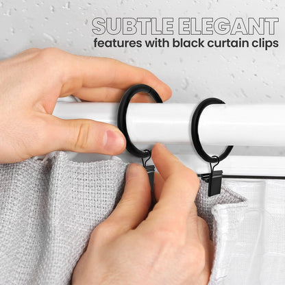 Black Curtain Rings with Clips 1.5 Inch Set of 20 Heavy Duty Curtain Hooks for Drapes, Caps, Pictures - fits on Rod Diameter Upto 1.25Inch/32mm… (Black, 1.5" Inch - 20 Pack)