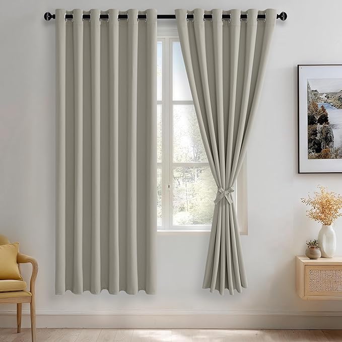 JIUZHEN Silver Grey Blackout Curtains by JIUZHEN
