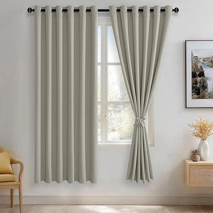 JIUZHEN Silver Grey Blackout Curtains by JIUZHEN