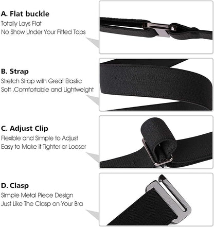 JASGOOD Women No Show Stretch Belt Elastic Web Strap Belt - Image 5