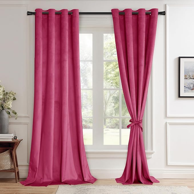 JIUZHEN Velvet Curtains 96 inches Blackout Curtains by JIUZHEN