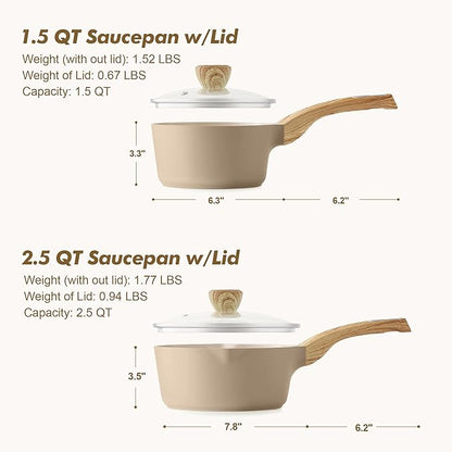 SENSARTE 1.5 & 2.5 Quart Ceramic Sauce Pan Sets - Image 6