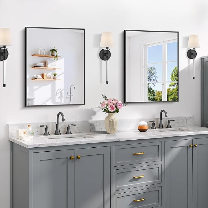 Black Bathroom Mirror for Wall, 18x24 Inch Rectangle Mirror - Image 3