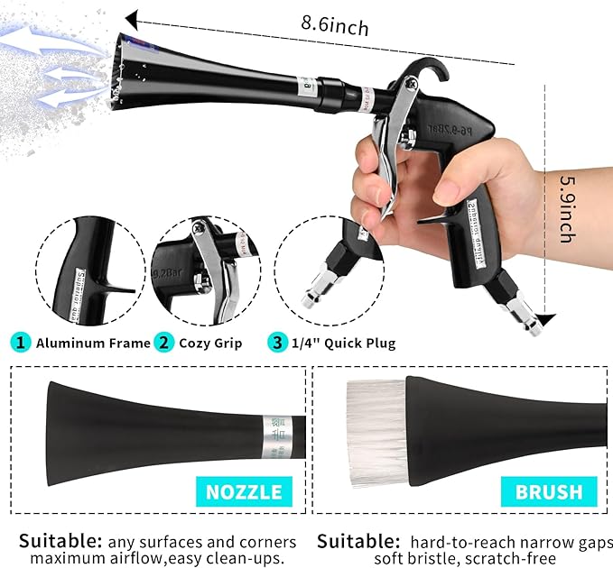 Tornado Dry Cleaning Gun with Brass Adjustable Air Flow Nozzle, Air Blower Gun - Image 3